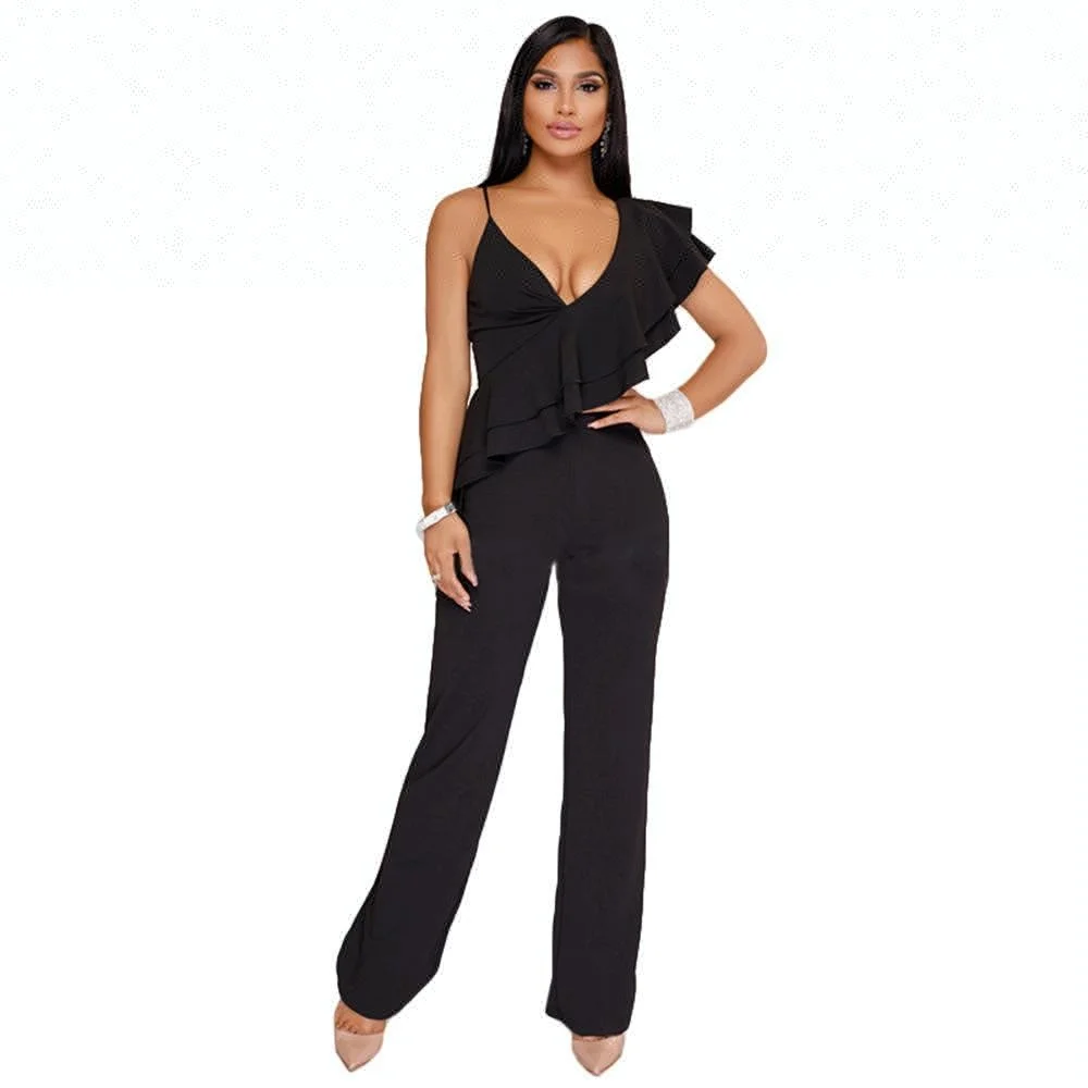 

2018 New Design Western Popular Fashion Black Jumpsuit, As picture