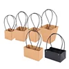 Custom Kraft Paper Plantpot Trapezoid Basket Flower Carrier Waterproof Bag With PP Handles