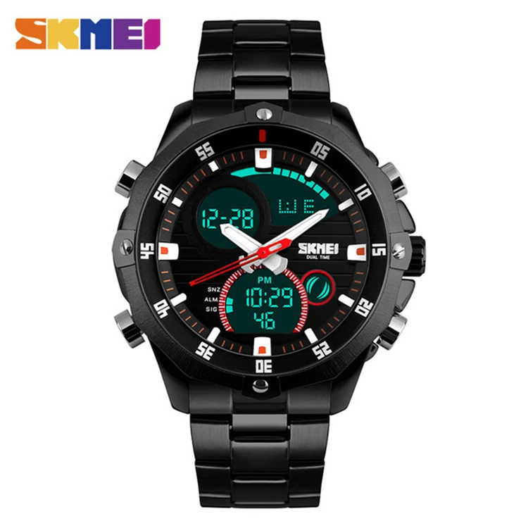 

Luxury Brand SKMEI 1146 Full Steel Military Watch Waterproof Fashion Digital Analog Date LED Men Multifunction Sport Watches