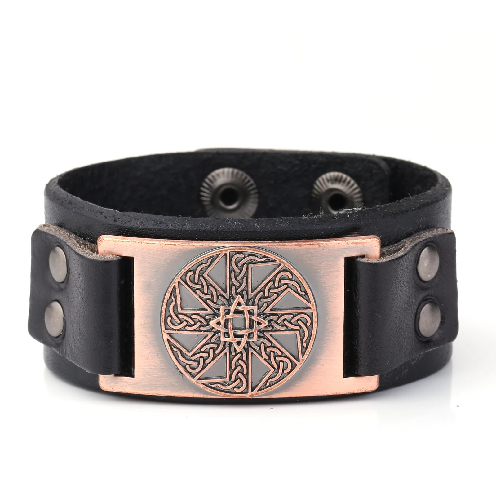 

Irish Knot Slavic Kolovrat Wicca Norse Runes Leather Bracelets Vintage Cuff Wristband Charms Jewelry Punk Adjustable for Men's