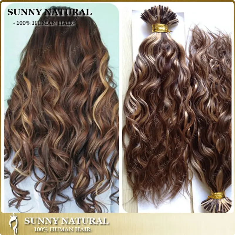 

mix color I tip curly hair extension wholesale ombre keratin Brazilian 100 keratin tip human hair extensions, N/a