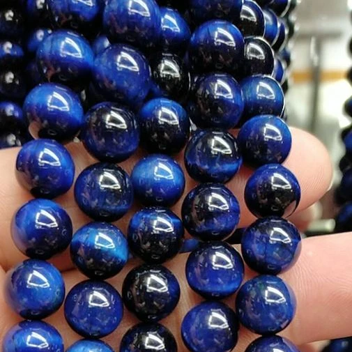 

Wholesale Gemstone 8mm Size Blue Tiger Eye Natural Stone Beads For Jewelry Making