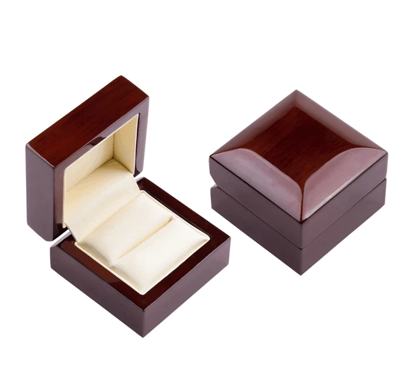 

High-end glossy wedding wooden packaging ring box in stock