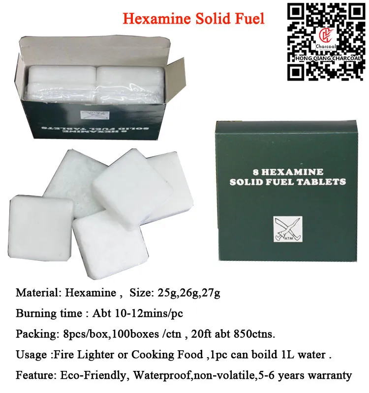 
White hexamine fire starter 