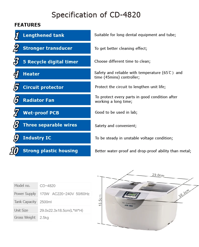 CD-4820 Good Quality and cheaper price dish Digital Ultrasonic Cleaner