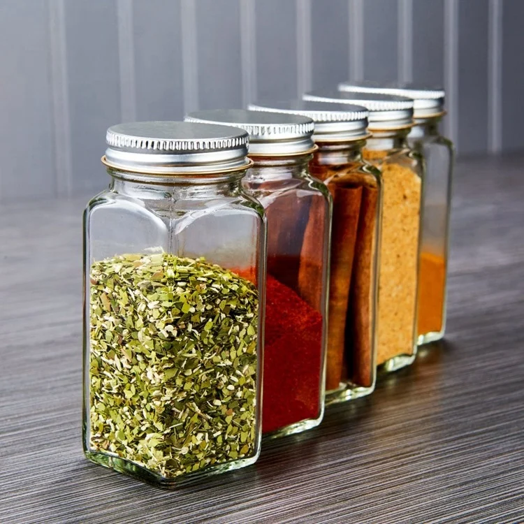 100ml Square Simply Organic Glass Spice Bottles With Aluminum/metal Lid ...