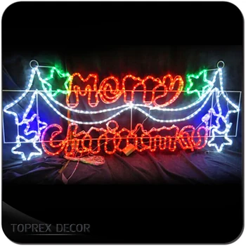 Rope Light Merry Christmas Sign Outdoor 