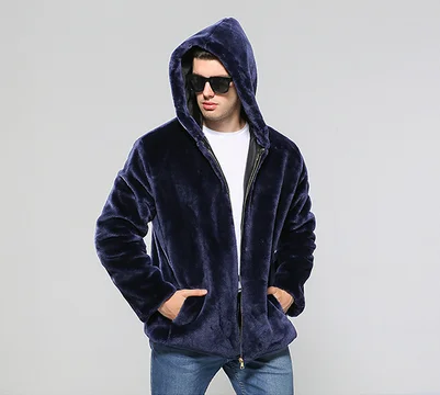 2017 new men fur coat jacket fox fur hooded thick autumn fur coat coat men's clothing