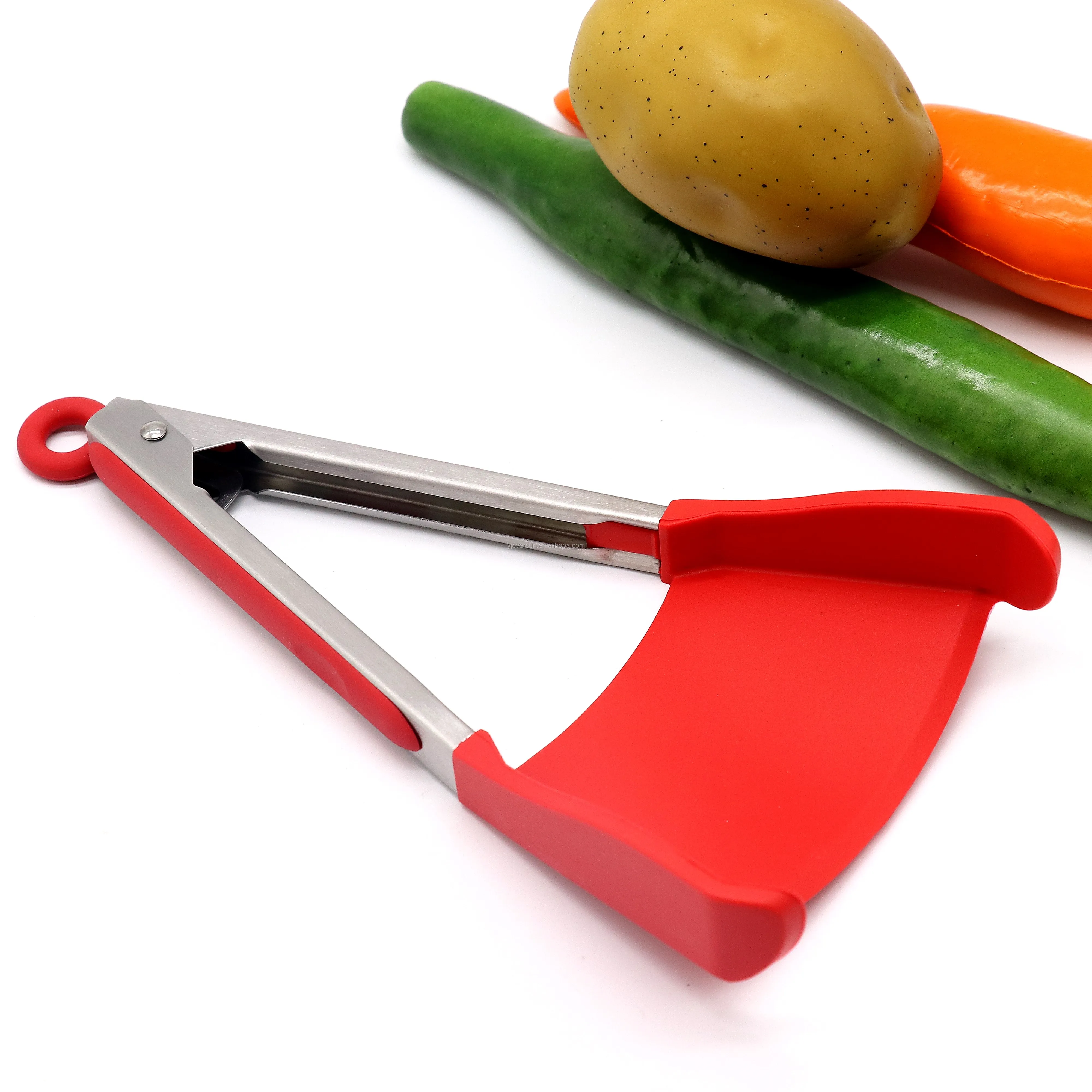 亚马逊最佳销售硅胶烧烤 9 "12" 2 合 1 聪明的食品钳和锅铲厨房工具