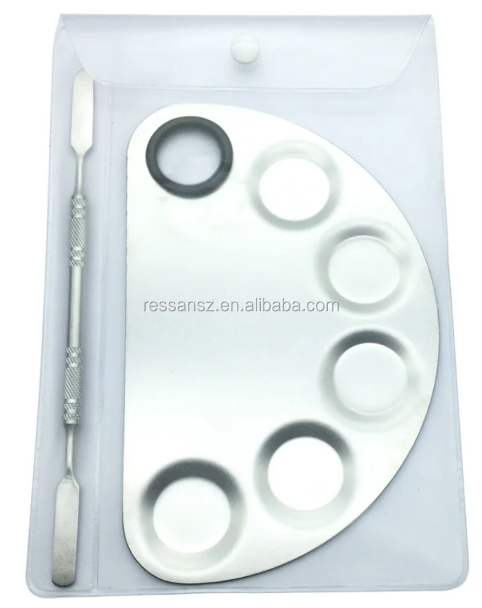 Stainless Steel Makeup Palette Plate Spatula Semi Circle Eyeshadow Nail