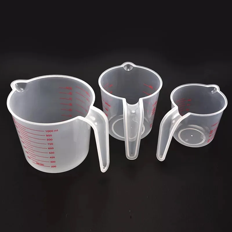 

3 piece stackable clear measurement cups set 1000ml 500ml 250ml plastic measuring jug set with spout, Pantone color