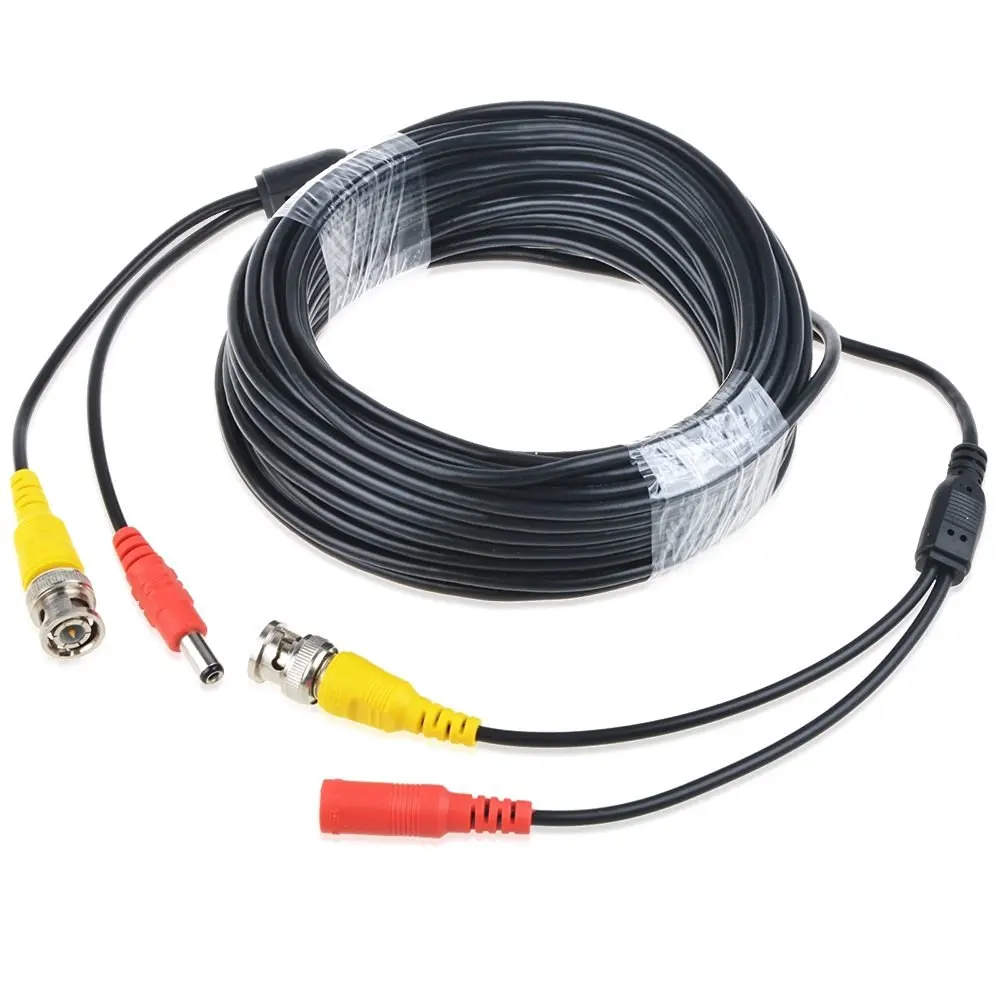 JerGO Professional Grade Siamese Combo Coaxial Cable Pre-made All-in-One BNC Video Power Cable for 1080P /720P, TVI, CVI, AHD and HD-SDI Camera and Analog CCTV Camera ( Black 65Ft )