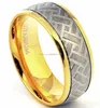 Mens Titanium Ring Car Tire 14K Gold Wedding Band Satin