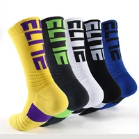 

New custom wholesale men's elite basketball socks crew socks letter terry padded non-slip sports socks