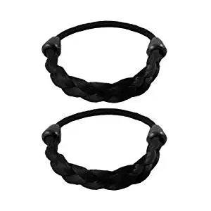 Buy 2 Pcs Wig Ponytail Black Braided Elastic Hair Tie Band For