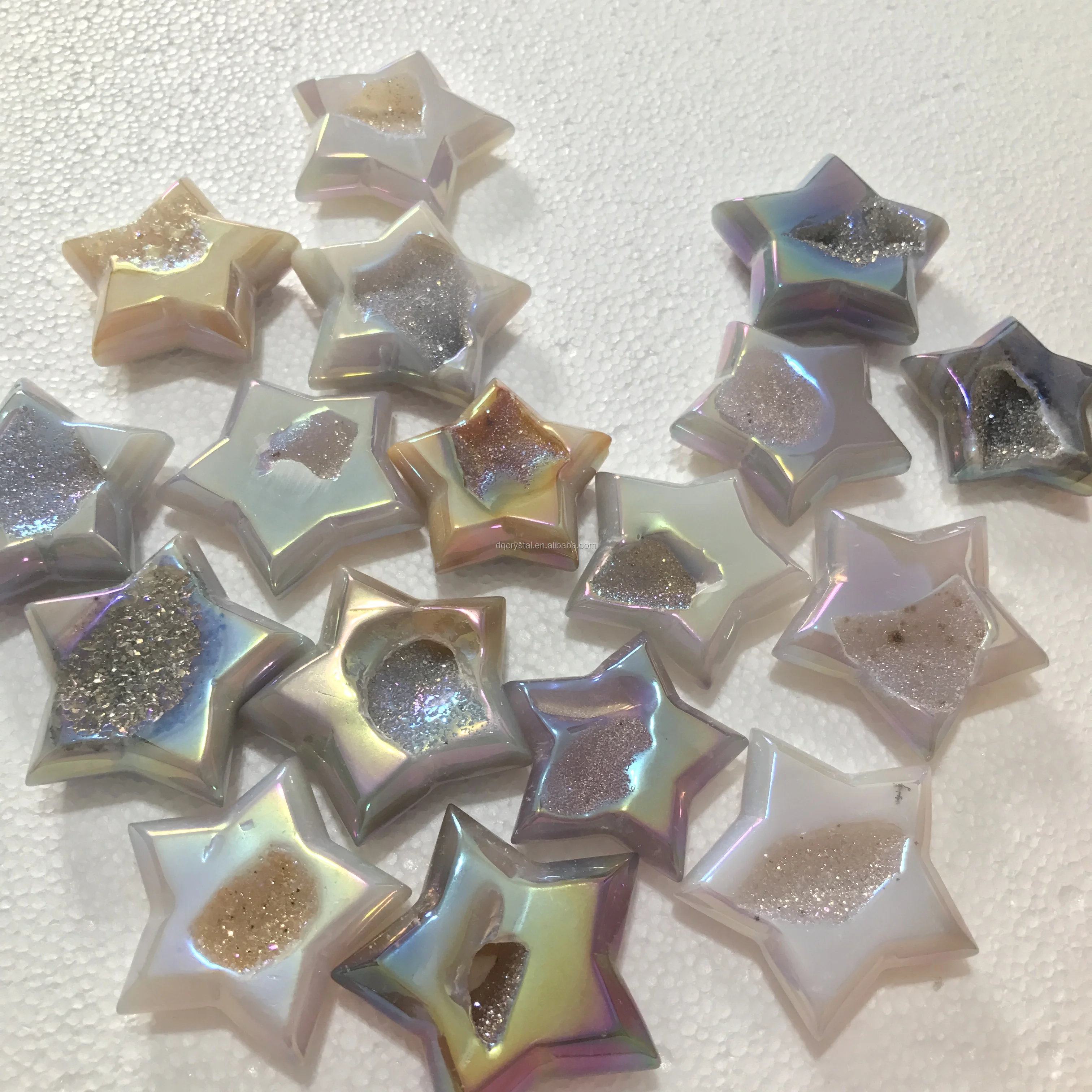 天使光环涂层玛瑙 geode 星水晶石玛瑙明星雕刻装饰