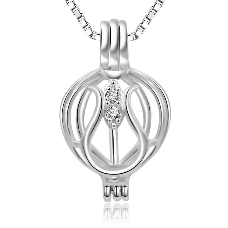

Pearl Party Flower Crystal Charm Pick Pearl 925 Sterling Silver Pearl Cage Pendant