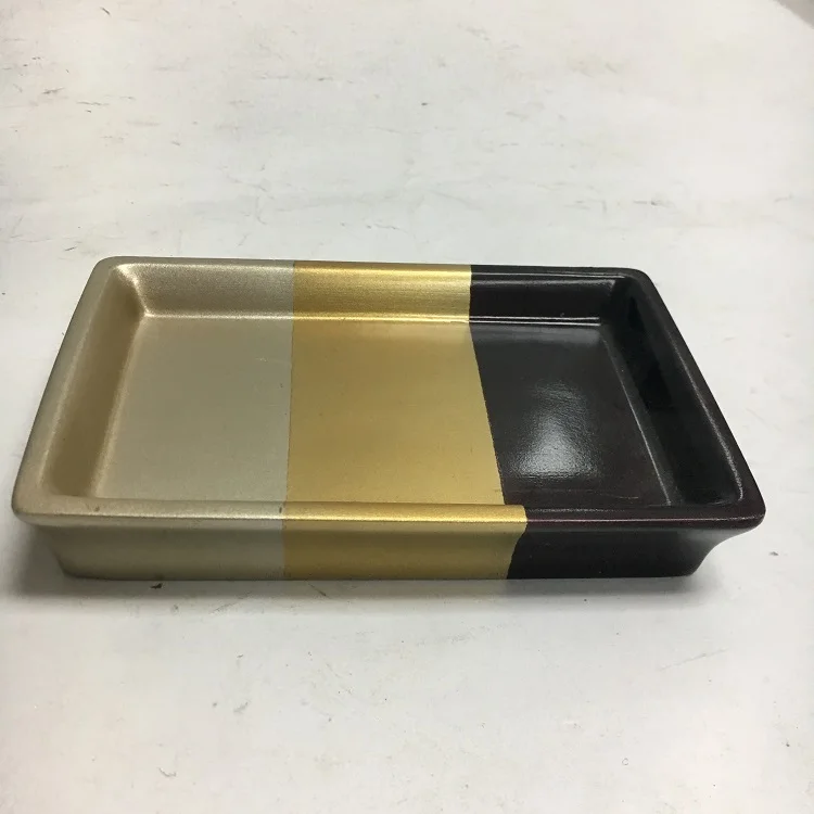 Hotsell Custom Brushed Gold Printed Poly Resin Bathroom Soap Dish