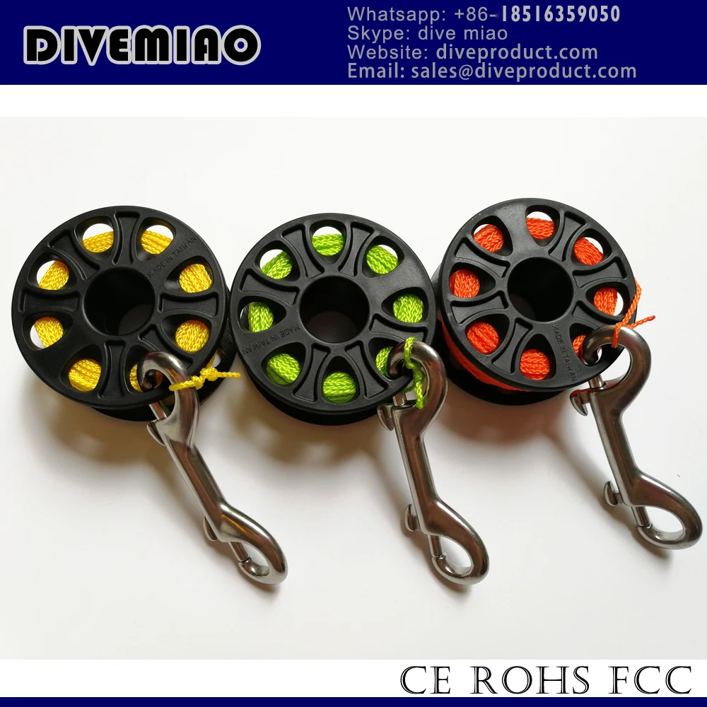 
30M Diving finger spool with 100mm double ended snap 5 colors DIVE REEL 