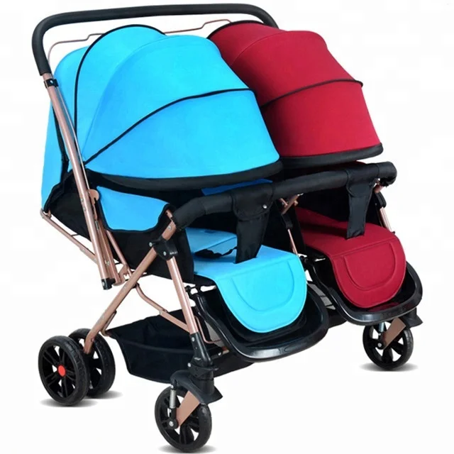 

Advanced ventilation shock absorb Twin trolley/detachable anti-UV lithe umbrella prammer/folding light Baby carriage price, Violet/blue/red/green/wine red/customized