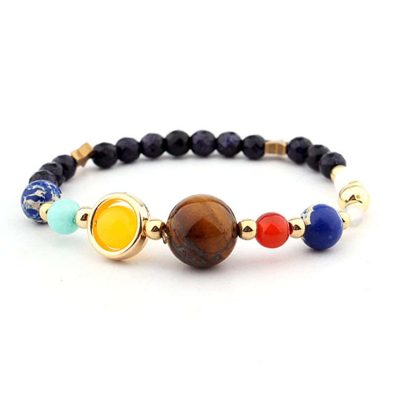 

Galaxy bracelet Tiger eye elastic beaded energy women bracelet, Colorful