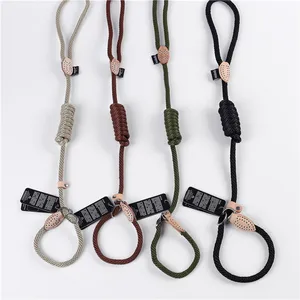 Large dogs strong rope and genuine leather dog training lead dog rope leash