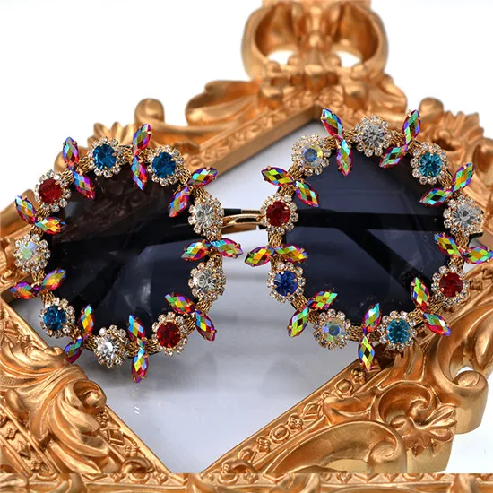 

Retro Colorful Rhinestone Decoration Vintage Shades Eyewear Women Sunglasses