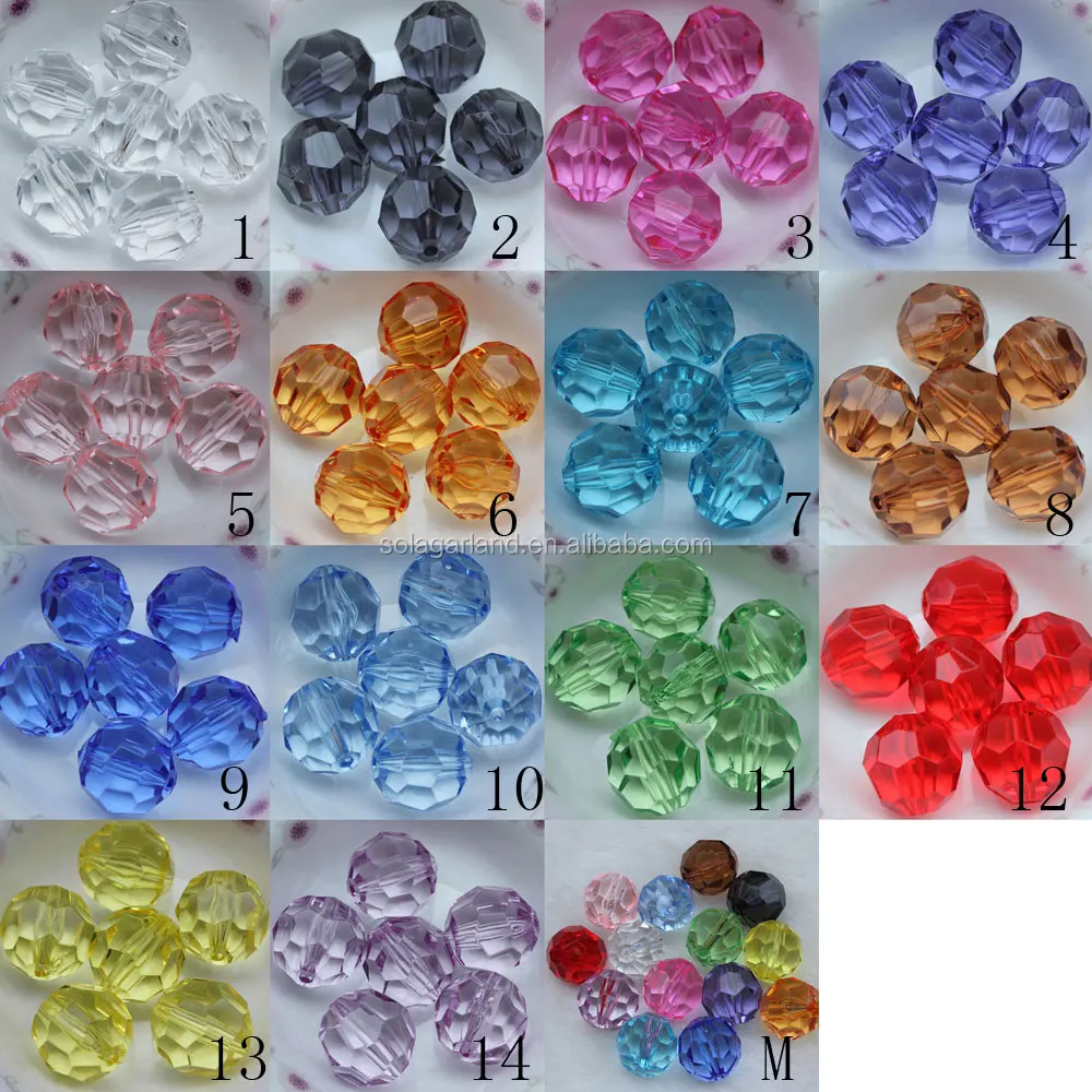Cheap Top Quality 20mm Clear Acrylic Round Faceted 8mm Plastic Beads