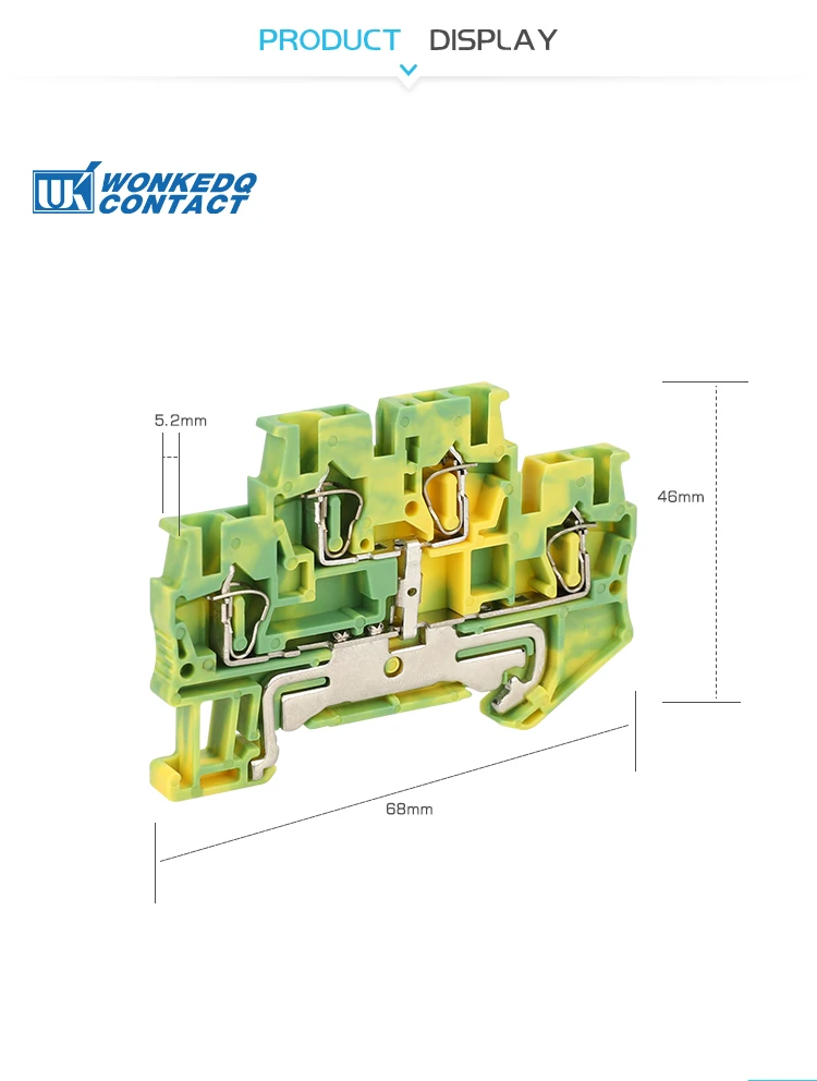 Jsttb 2.5pe Double Layer Grounding Insulated Terminal Blocks Multi