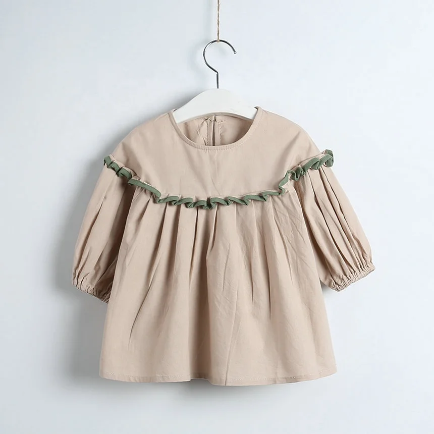 

spring kids girl tops for girl blouse ruffles long sleeve baby shirt flower fashion shirt kids clothes wholesale spring cotton, N/a