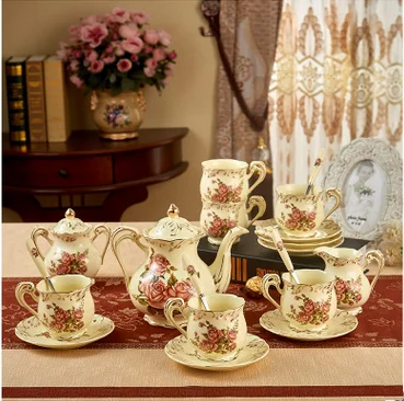 

HT300022 European Style Ceramic Coffee Mug porcelain Set Bone china tea cup sets, Refer to pictures