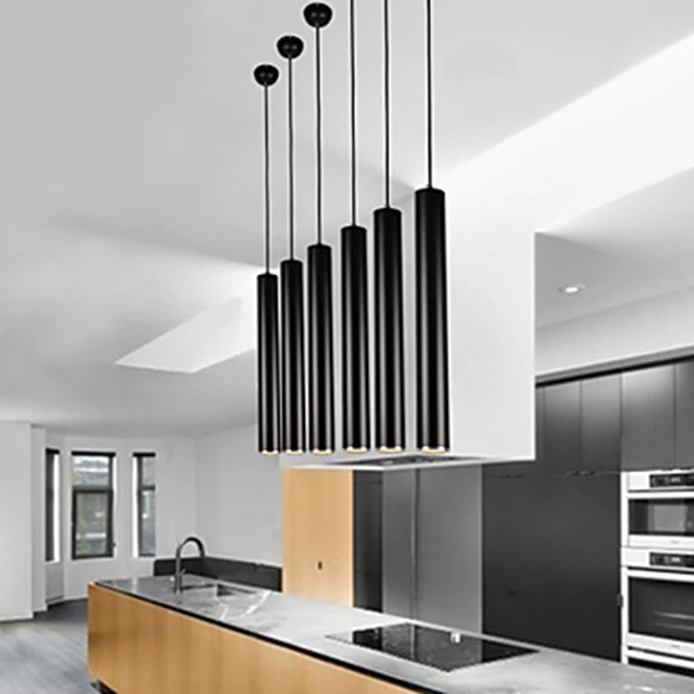 Modern Contemporary Tube Metal LED Pendant Lights Dining Room Kitchen Island