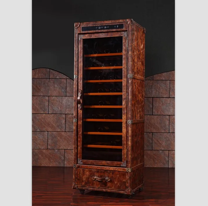 Home Bar Whiskey Antique Red Wine Wooden Storage Display