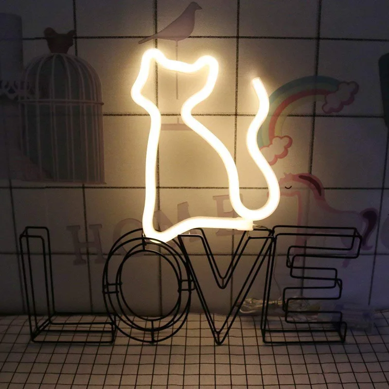 Decorative Led Cat Shaped Neon Night Light Wall Decor Lamp