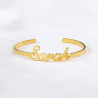 

Personalized jewelry 18k gold plated name bracelet custom any nameplate cuff bangle bracelet for femme