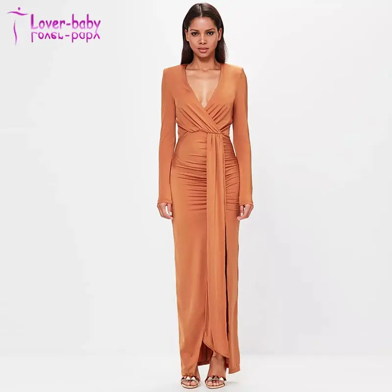 

Peace And Love Orange Long Sleeve Wrap Maxi Dress, N/a