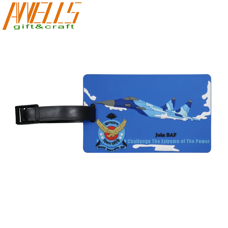 

Wholesale Airplane Personalized Soft Rubber PVC Custom Luggage Tag, Any pms color