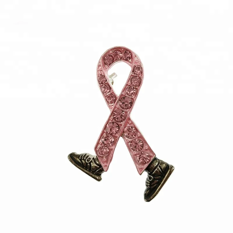 Pink Breast Cancer Awareness Ribbon Walk Fundraiser Enamel brooch