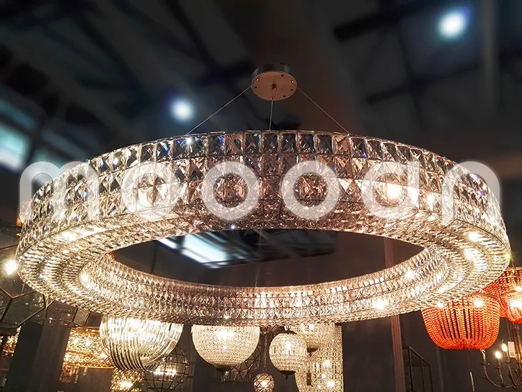 Modern European Luxury Large Round Ring Crystal Chandelier lighting for decorative