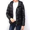 Women's Genuine Lambskin Fashion Casual Leather Down Jacket With 90% Down Parka with Hood