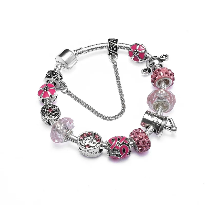 

Ethnic 925 Silver Plated Crystal Glass Beads Charm Bracelet Enamel Alloy Charms Bracelet, Picture