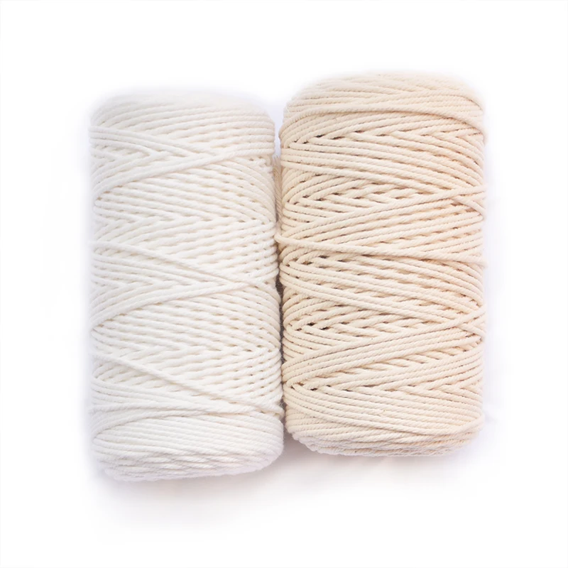 

Wholesale 3mm 4mm pure cotton rope natural DIY macrame rope, White