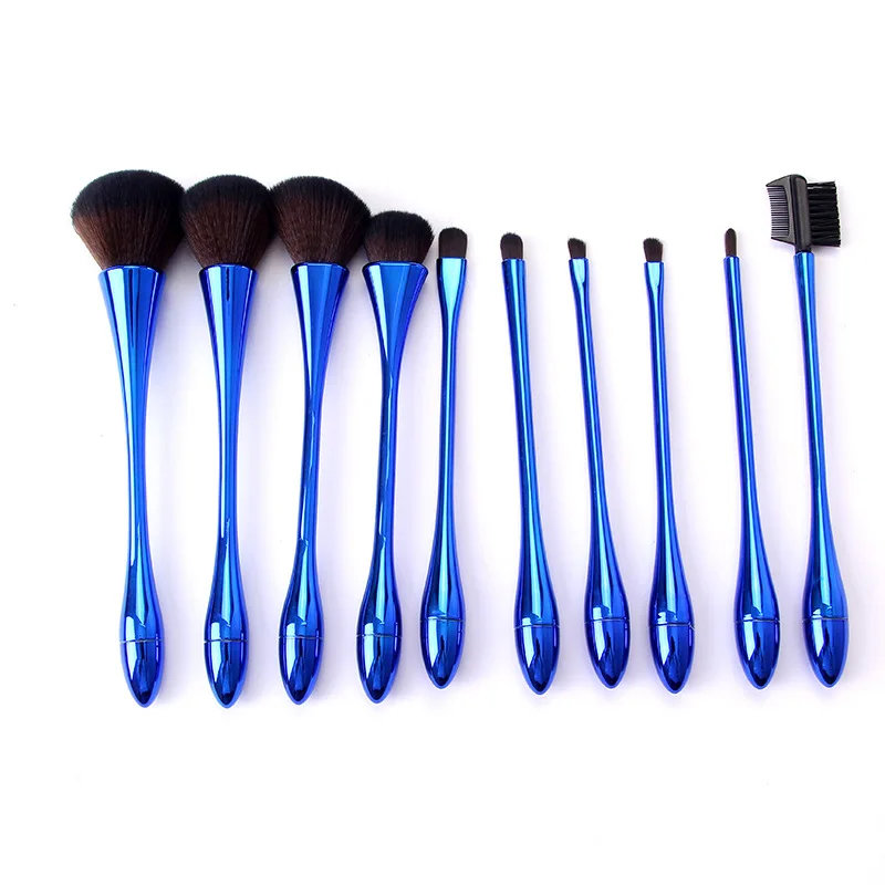 

Custom Logo Private Label Makeup Brush Set With 10 PCS Makeup Brush Set, Red/silver/blue/golden