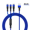 Hot selling Nylon Braided Wire Micro 3in1 charging USB cable for iPhone / Type C / Android