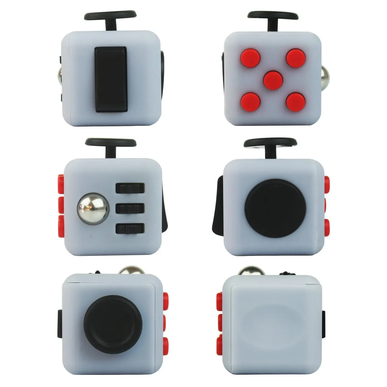 Fidget Cube Reduce Stress Help Focuse Anti-Stress/Anxiety (Gray/Black/Red) Work Class Home)