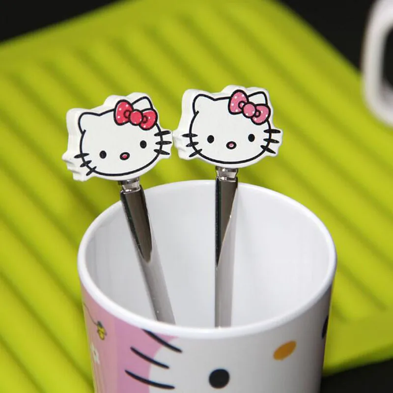 Cute Cartoon Baby Spoon Children Kids Tableware Baby Feeding Tools Ice Cream Coffee Spoon Red Pink