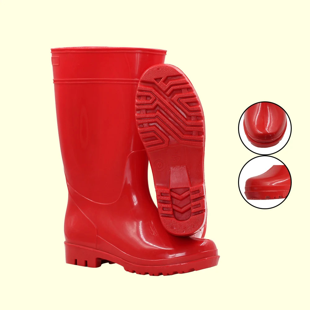 

Food industry lightweight silicone ankle rain boots for women, Red upper red sole