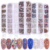 

FREE SHIPPING Aliexpress 1440pcs Multi--size Flatback Glass Nail Art Rhinestone Mixed Pack Nail Rhinestones Set