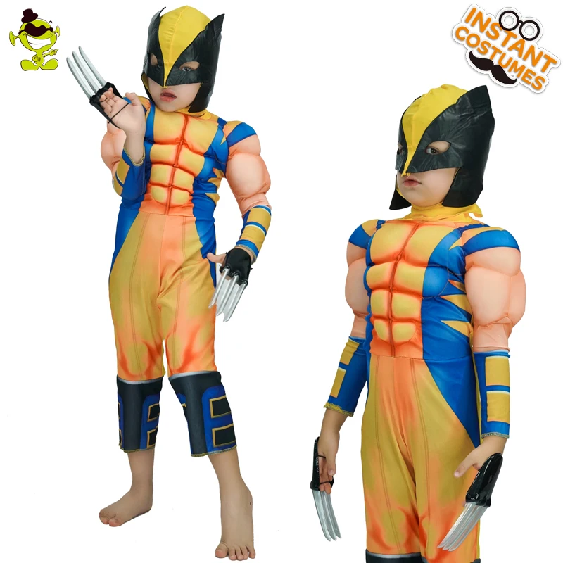 

Hot Children Muscle Wolverine Costumes Boys Movie Character Brave Superhero Role Play Fancy Clothing for Party, N/a