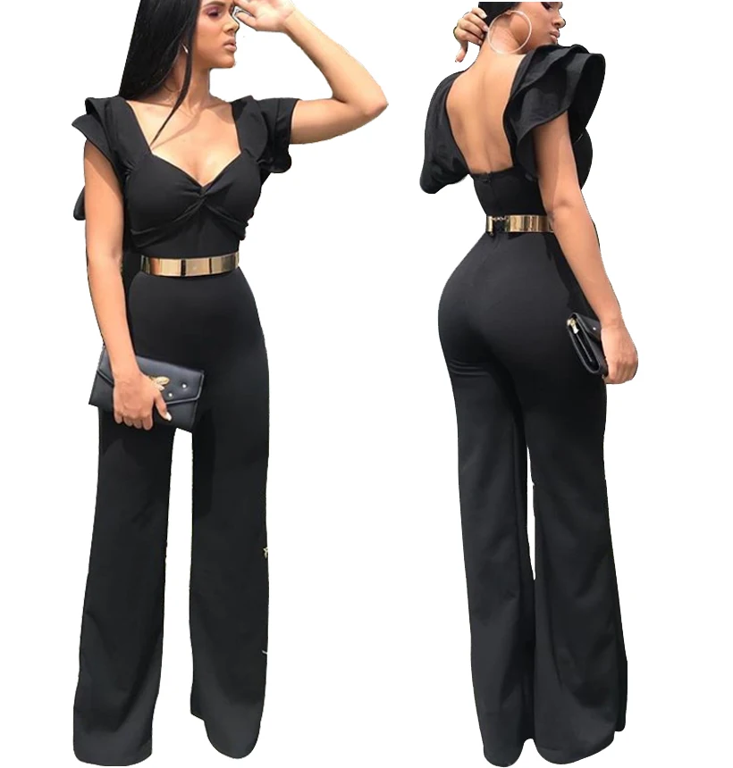 

2019 autumn and winter new spot Europe and the United States Amazon AliExpress Ebay plain casual fashion slim jumpsuit